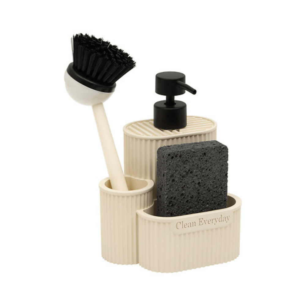 Alpha 55 Beige Distributeur Savon Terra 0,4 L avec Éponge & Brosse
