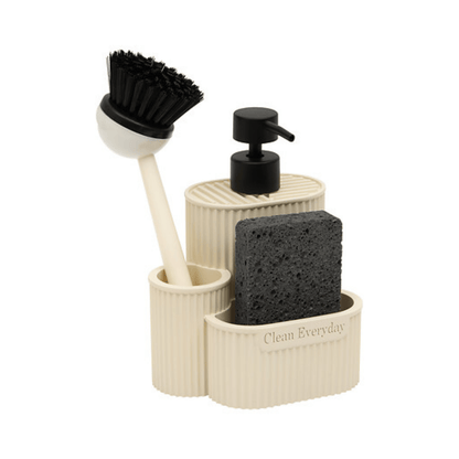 Alpha 55 Beige Distributeur Savon Terra 0,4 L avec Éponge & Brosse