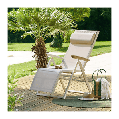 Alpha 55 Beige Fauteuil relax Decima aluminium lin argile