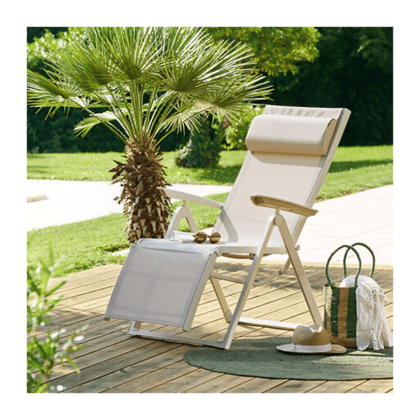 Alpha 55 Beige Fauteuil relax Decima aluminium lin argile