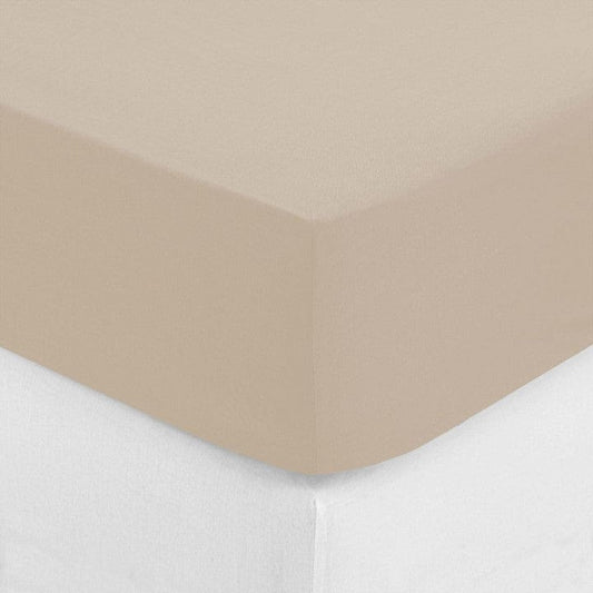 Alpha 55 Beige Lin Drap housse 1 Personne en Coton  90x190 cm