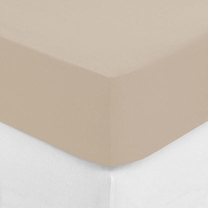 Alpha 55 Beige Lin Drap housse 2 Personnes en Coton 140x190 cm