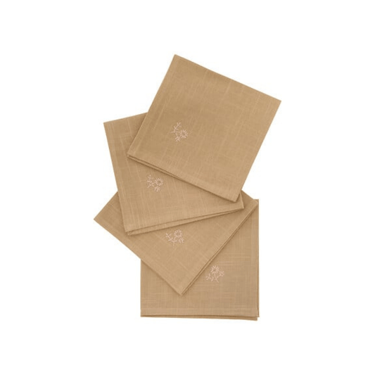 Alpha 55 Beige Lot de 4 serviettes de table broderie