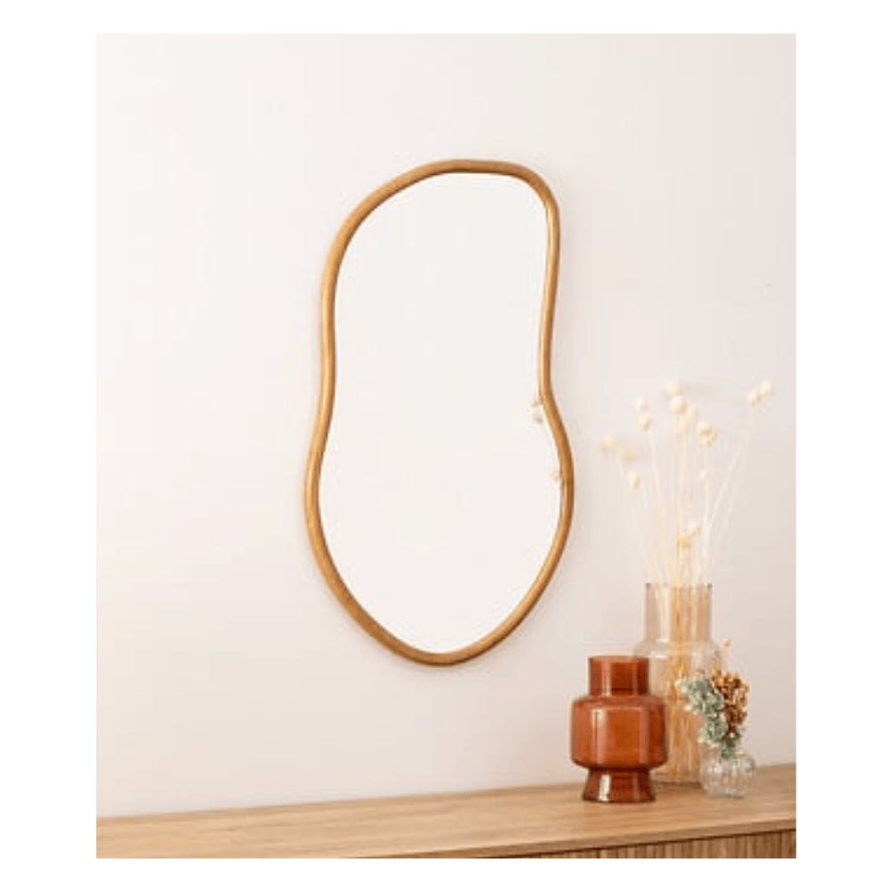 Alpha 55 Beige Miroir organique Livia en bois naturel