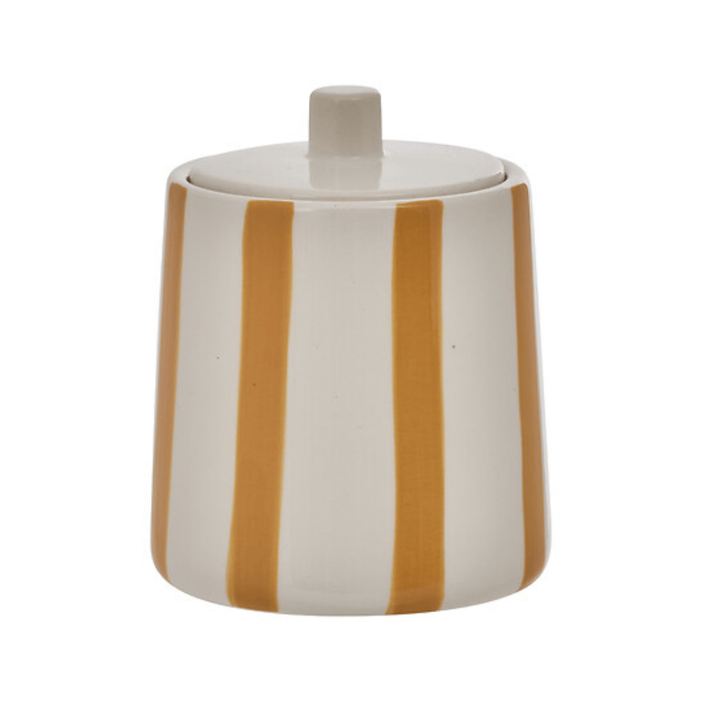 Alpha 55 Beige Pot à cotons Strio en céramique élégant