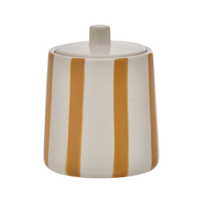 Alpha 55 Beige Pot à cotons Strio en céramique élégant