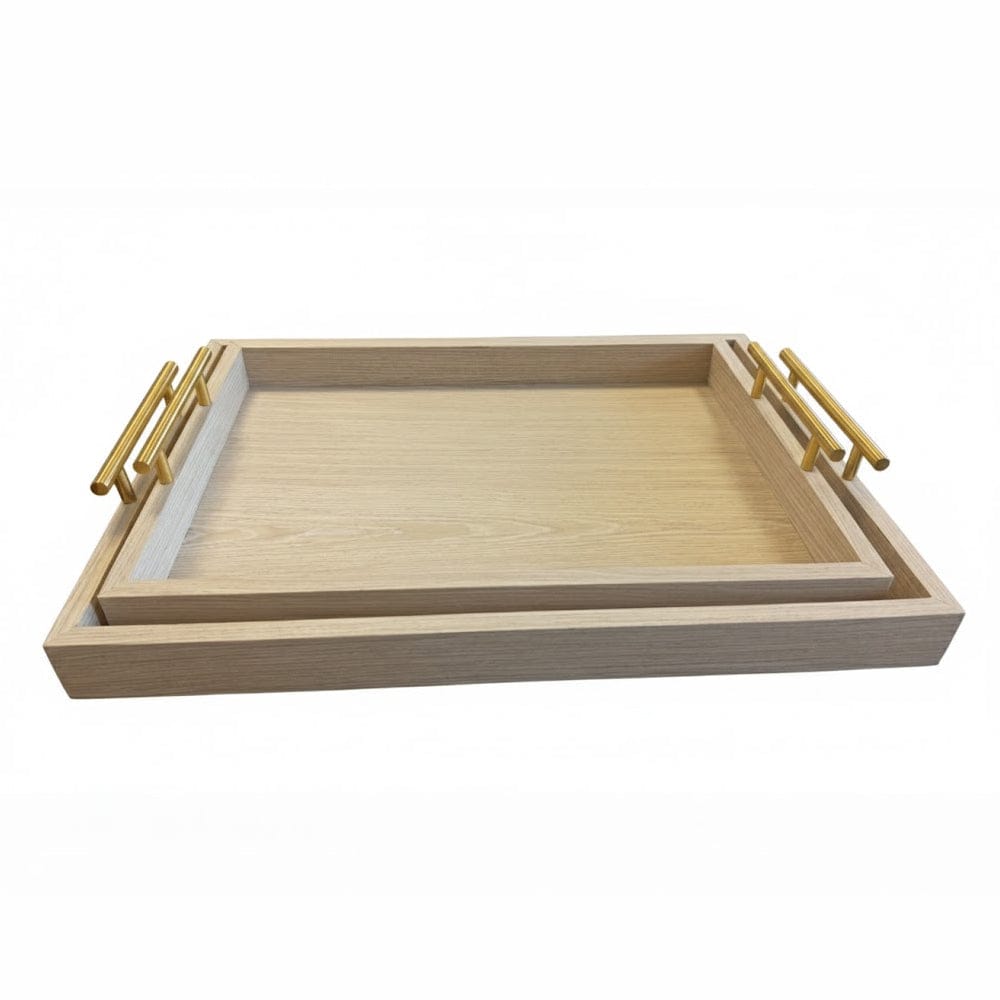 Alpha 55 Beige Set de 2 Plateaux en Bois – Naturel & Élégant