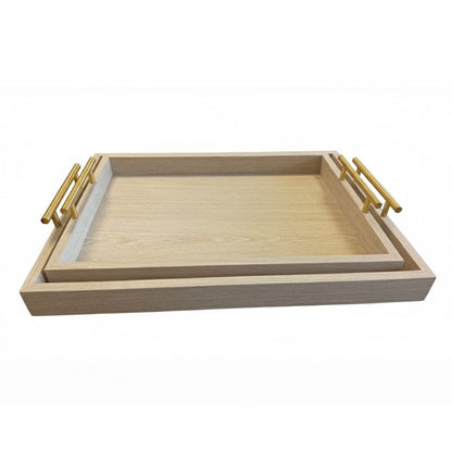 Alpha 55 Beige Set de 2 Plateaux en Bois – Naturel & Élégant