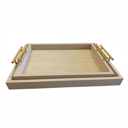 Alpha 55 Beige Set de 2 Plateaux en Bois – Naturel & Élégant