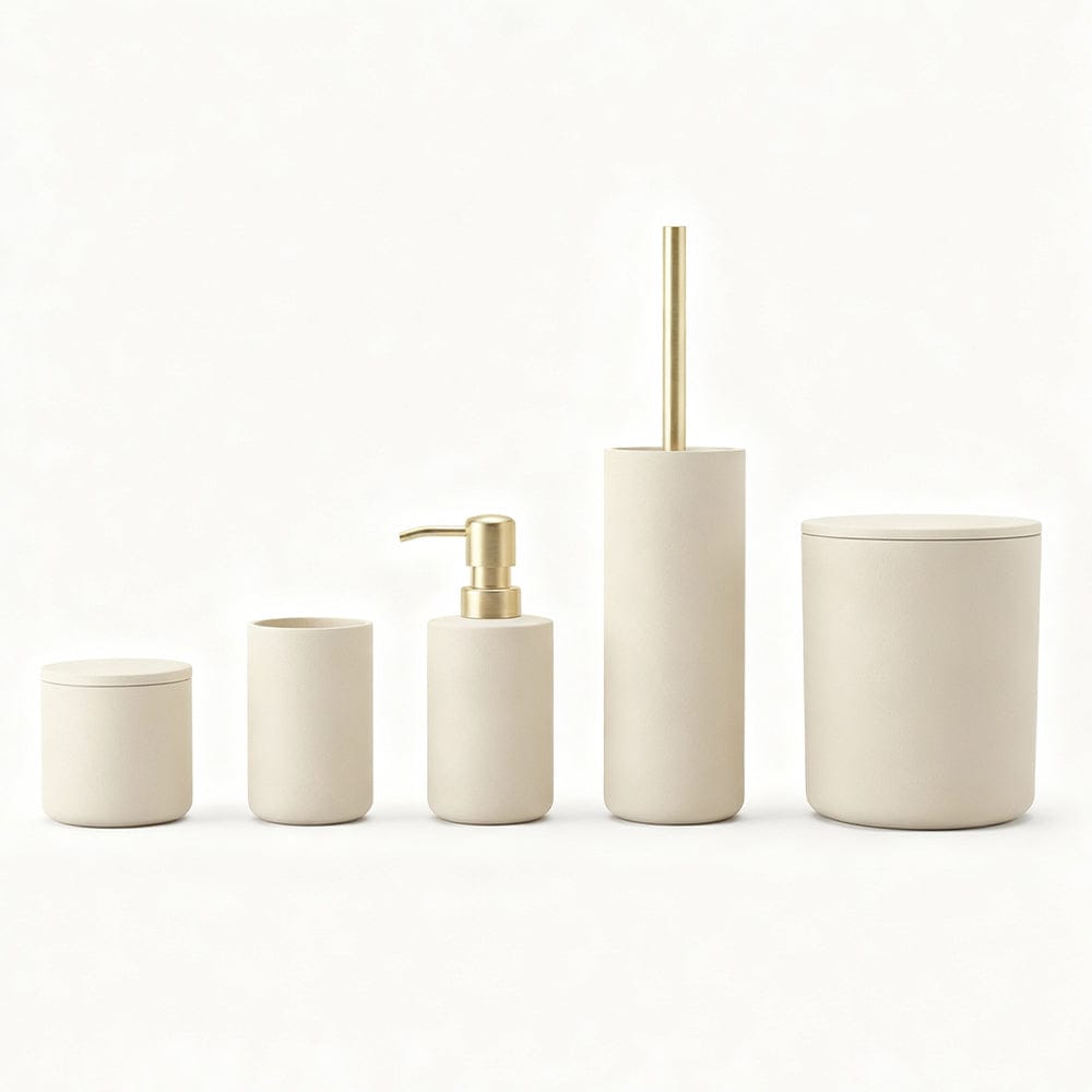 Alpha 55 Beige Set de 6 accessoires avec 3 tapis de salle de bain