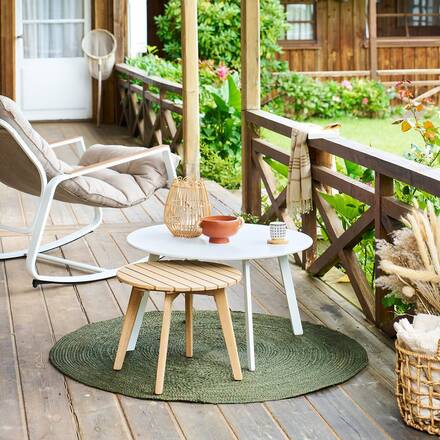 Alpha 55 Beige Table d'appoint ronde en bois d'acacia Ø 43 cm