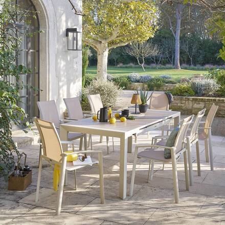 Alpha 55 Beige Table de jardin extensible beige Évasion 142 × 90 cm