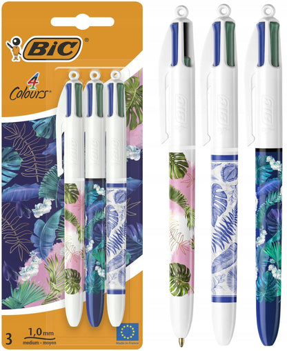 Alpha 55 Bic, 3 stylos à bille de 4 couleurs "Botanique"