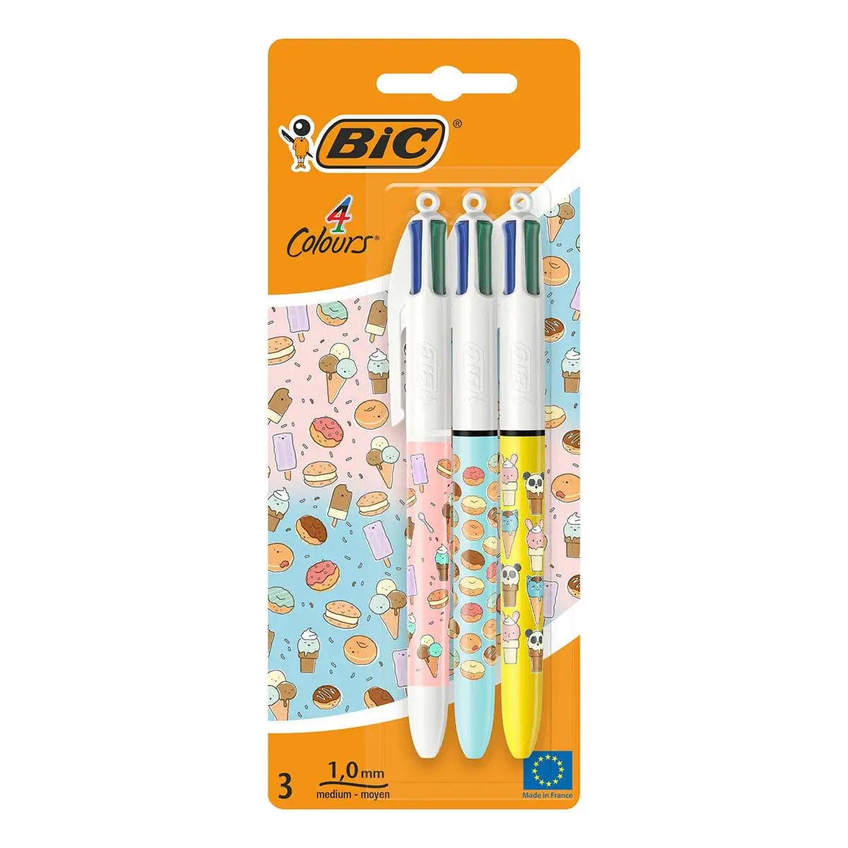 Alpha 55 Bic, 3 stylos à bille de 4 couleurs "Cute Food"