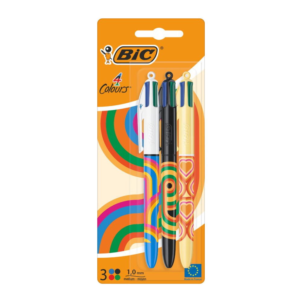 Alpha 55 BIC 3 Stylos Bille 4 Couleurs Cute Food