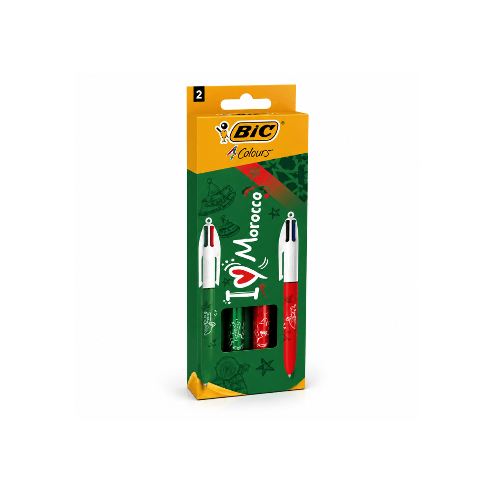 Alpha 55 Bic, Set de 2 Stylos 4 Couleurs "Love Morocco"