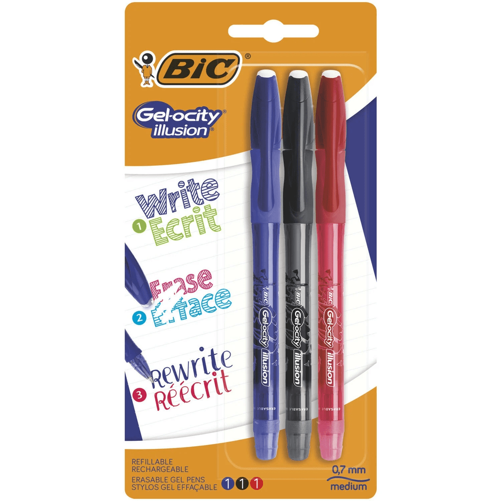 Alpha 55 Bic, Set de 3 stylo Gel-Ocity illusion en blister