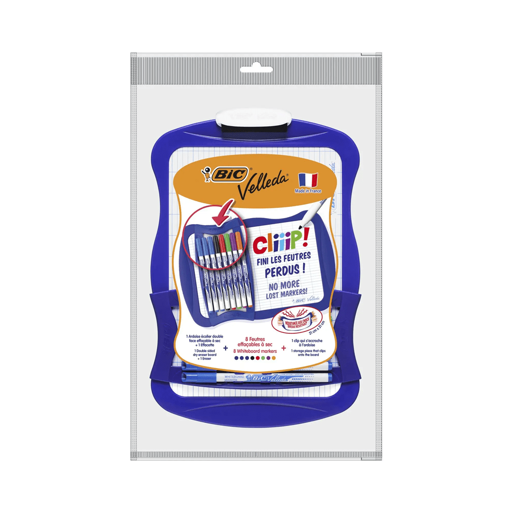 Alpha 55 BIC velleda ardoise 21x31 cliiip + 8feutres