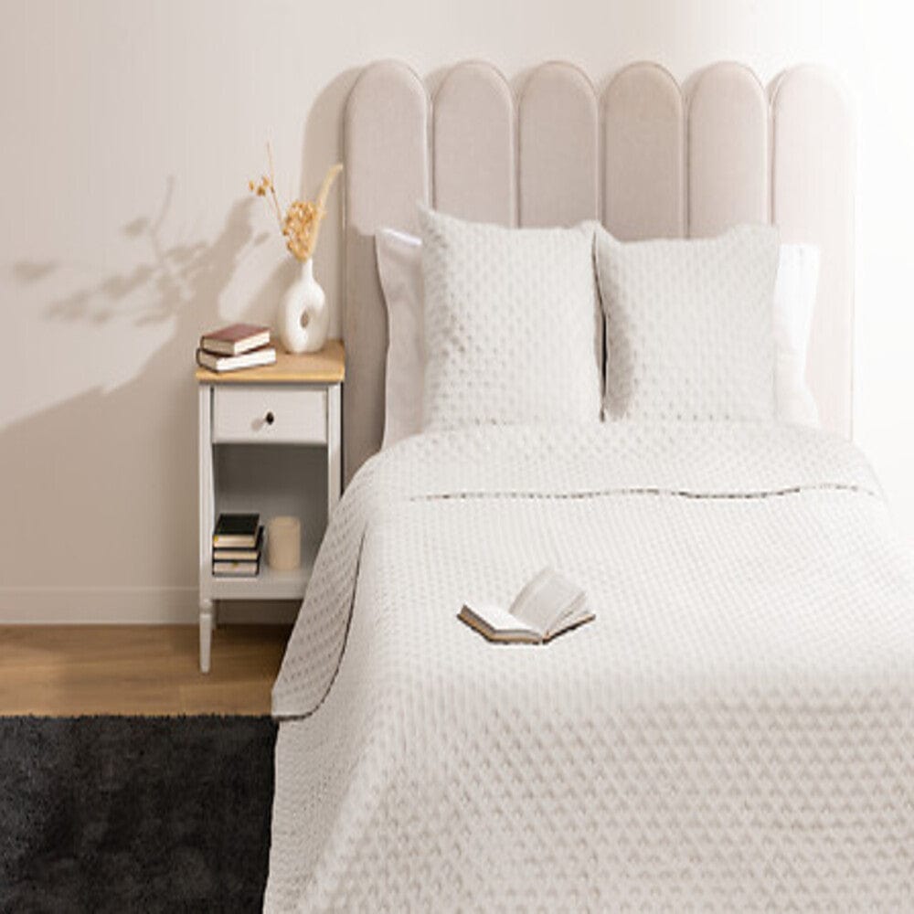 Alpha 55 Blanc Dessus de lit "Kalia" avec 2 taies d'oreiller