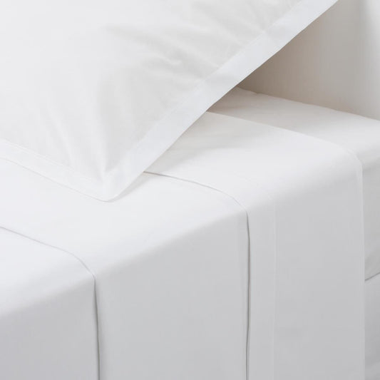 Alpha 55 Blanc Drap Plat 2 Personnes en Coton  240 x 290 cm