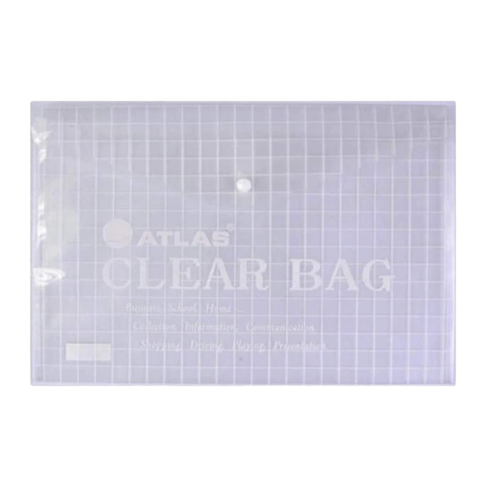 Alpha 55 blanc Enveloppe A4 à Bouton Atlas Clear Bag