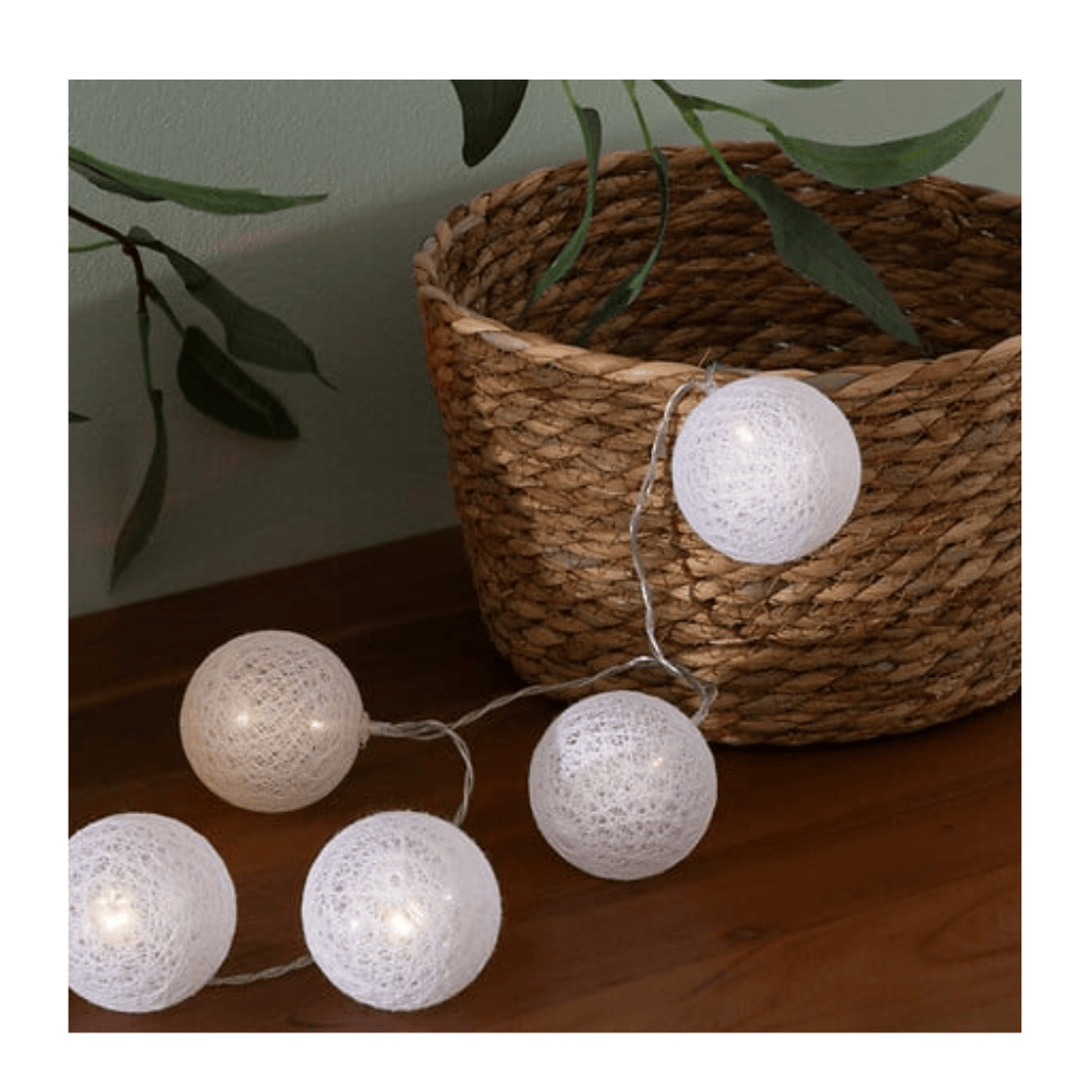 Alpha 55 Blanc Guirlande LED à pile Tara 10 boules – Ambiance déco