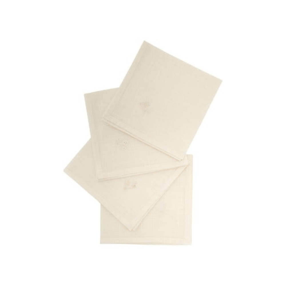 Alpha 55 Blanc Lot de 4 serviettes de table broderie