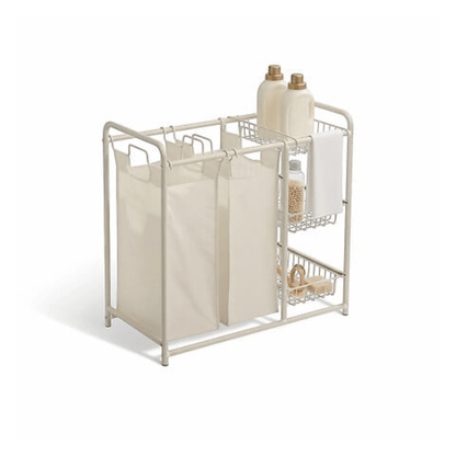 Alpha 55 Blanc Panier à Linge 2 Bacs 45 L avec 3 Tiroirs