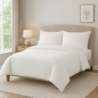 Alpha 55 Blanc Parure de lit en coton avec 2 taies d'oreiller