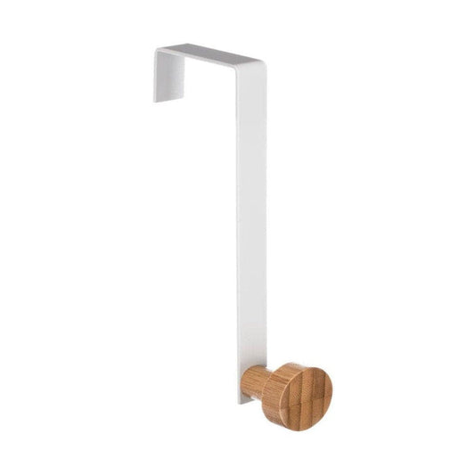 Alpha 55 Blanc Patère de porte 1 tête Bambou et métal