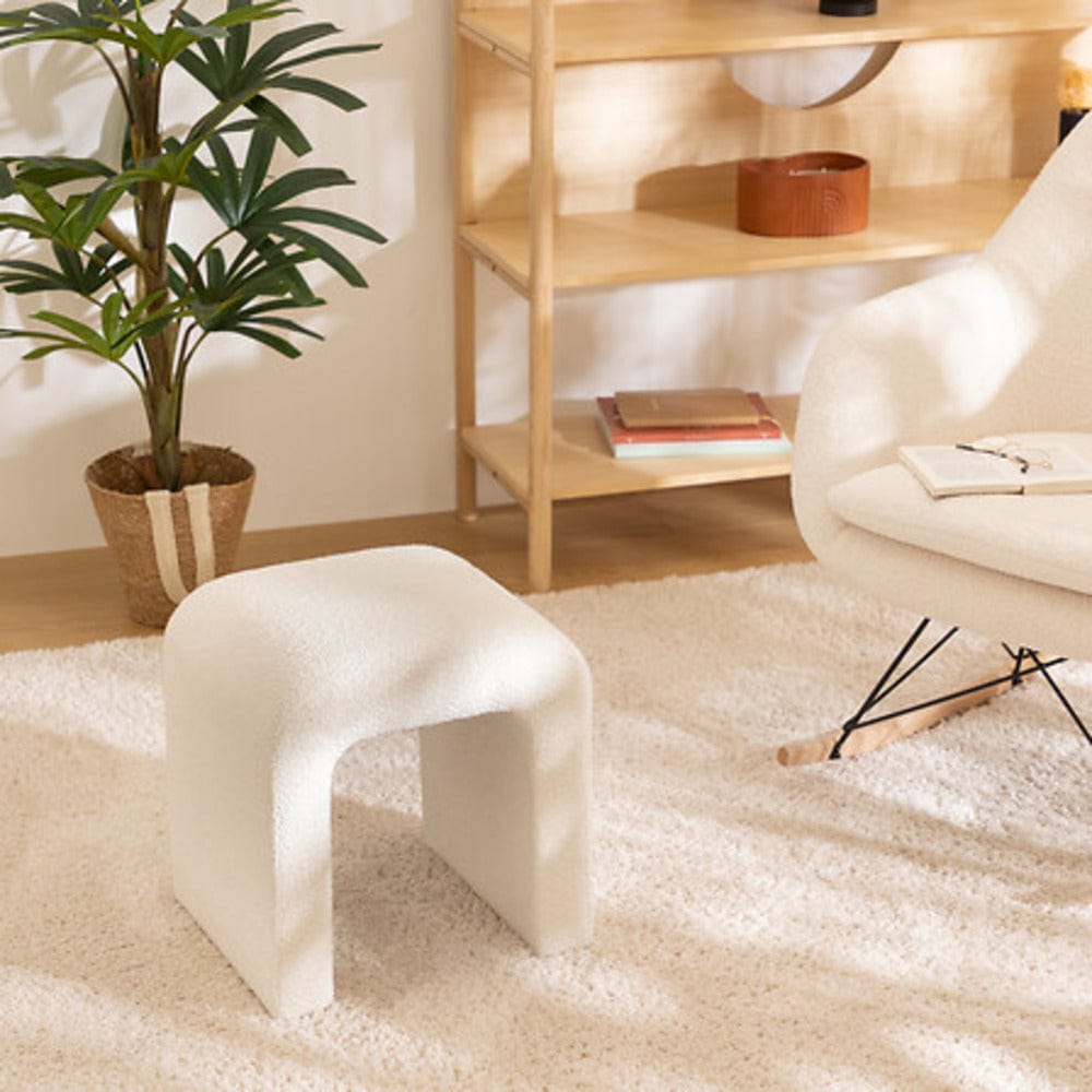 Alpha 55 Blanc Pouf en tissu à bouclettes