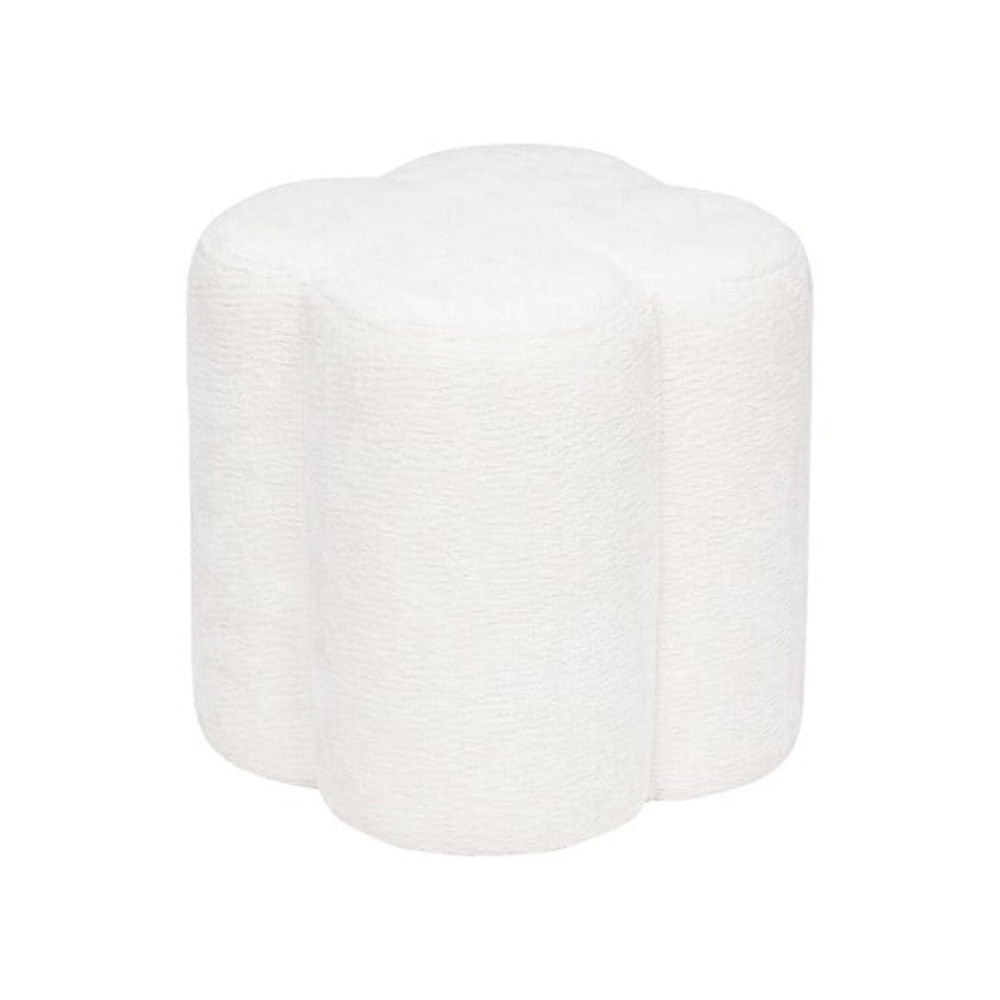 Alpha 55 Blanc Pouf Fleur Chenille Blanc – Doux, Chic & Tendance