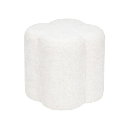 Alpha 55 Blanc Pouf Fleur Chenille Blanc – Doux, Chic & Tendance