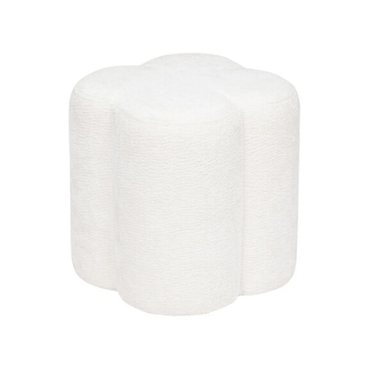 Alpha 55 Blanc Pouf Fleur Chenille Blanc – Doux, Chic & Tendance