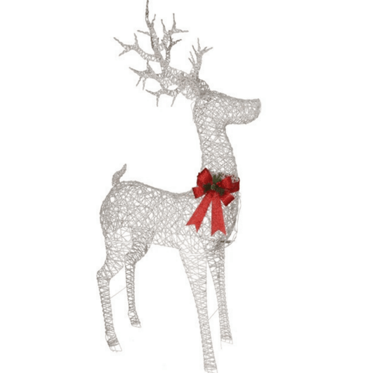 Alpha 55 Blanc Renne blanc avec nœud rouge 1000 LED – Décor lumineux Noël