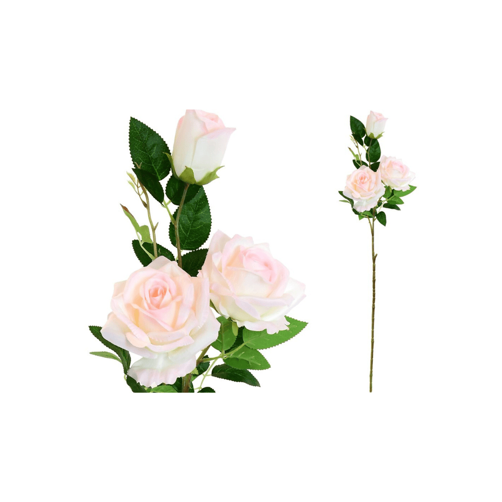 Alpha 55 Blanc rose Tige de 3 roses décoratives élégantes