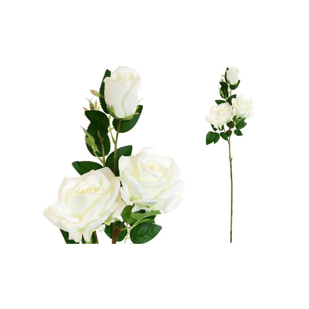 Alpha 55 Blanc Tige de 3 roses décoratives élégantes