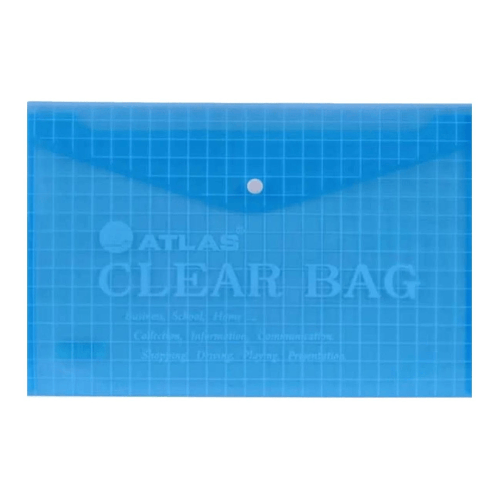 Alpha 55 bleu Enveloppe A4 à Bouton Atlas Clear Bag