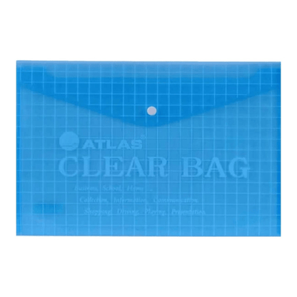 Alpha 55 bleu Enveloppe A4 à Bouton Atlas Clear Bag