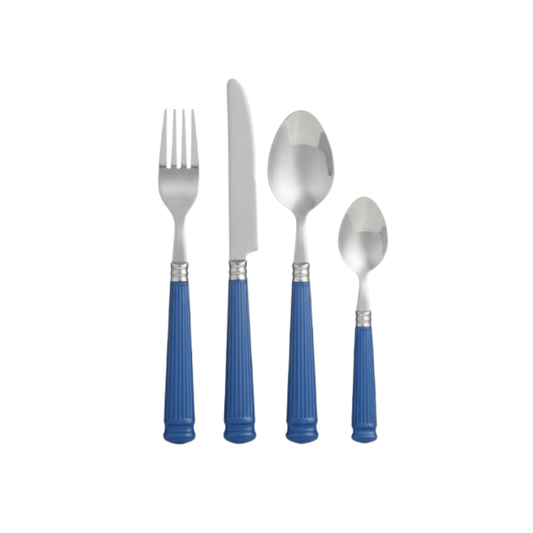 Alpha 55 Bleu Ménagère 24 Pièces Roma – Style Italien & Élégance Inox