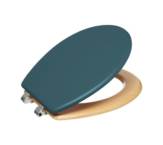 Alpha 55 Bleu pétrole Abattant WC en Bois  et Naturel