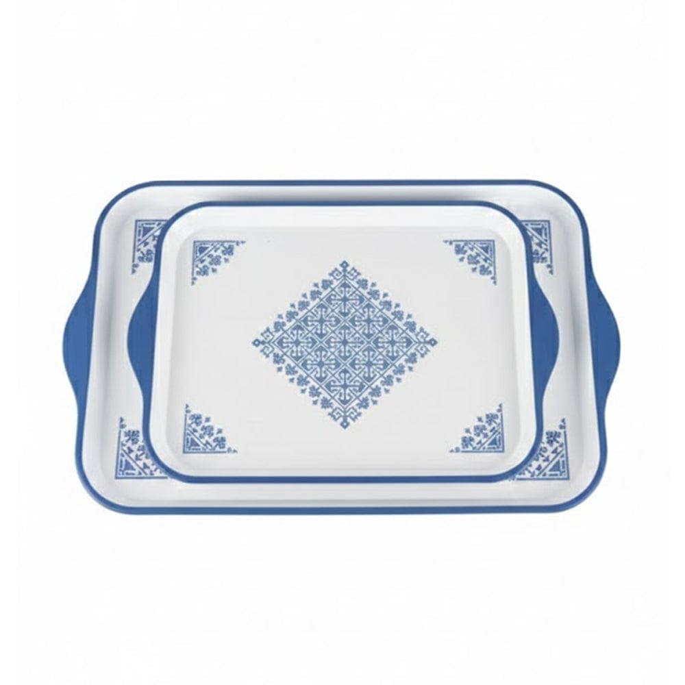 Alpha 55 Bleu Set de 2 Plateaux Tarz – Élégance Traditionnelle