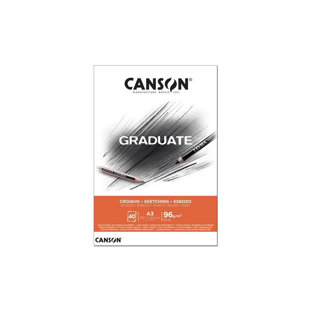 Bloc dessin canson graduate croquis 40 feuilles A3 | ALPH... – Alpha 55
