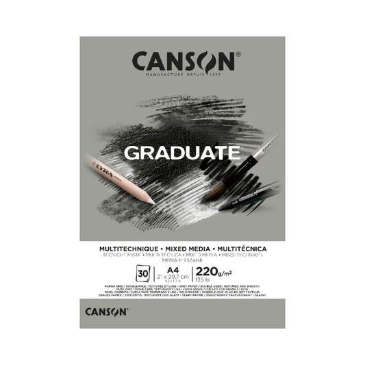 Alpha 55 Bloc dessin canson graduate mix media 30 feuilles A4