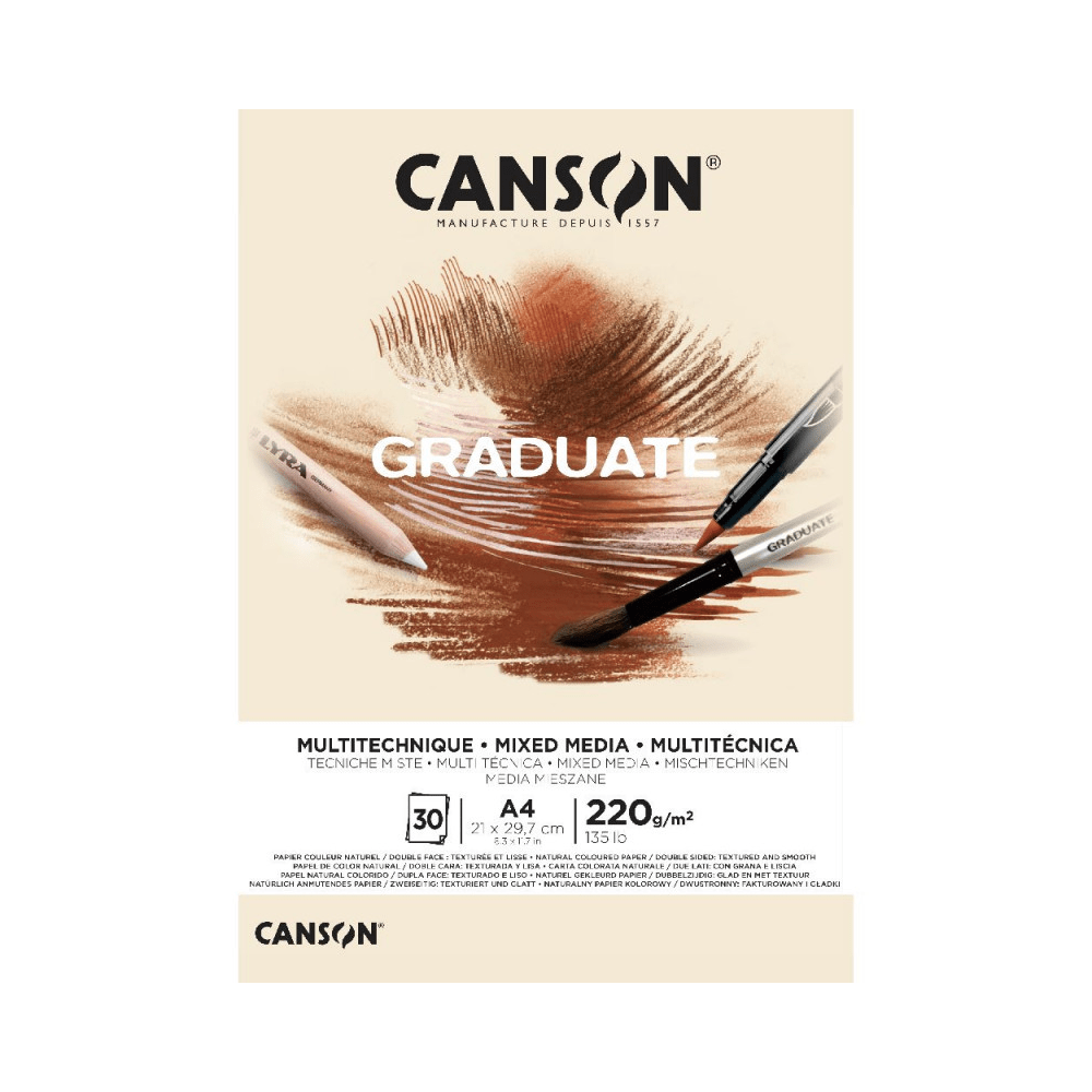 Alpha 55 Bloc dessin canson graduate mix media naturel 30 feuilles A4