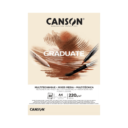 Alpha 55 Bloc dessin canson graduate mix media naturel 30 feuilles A4