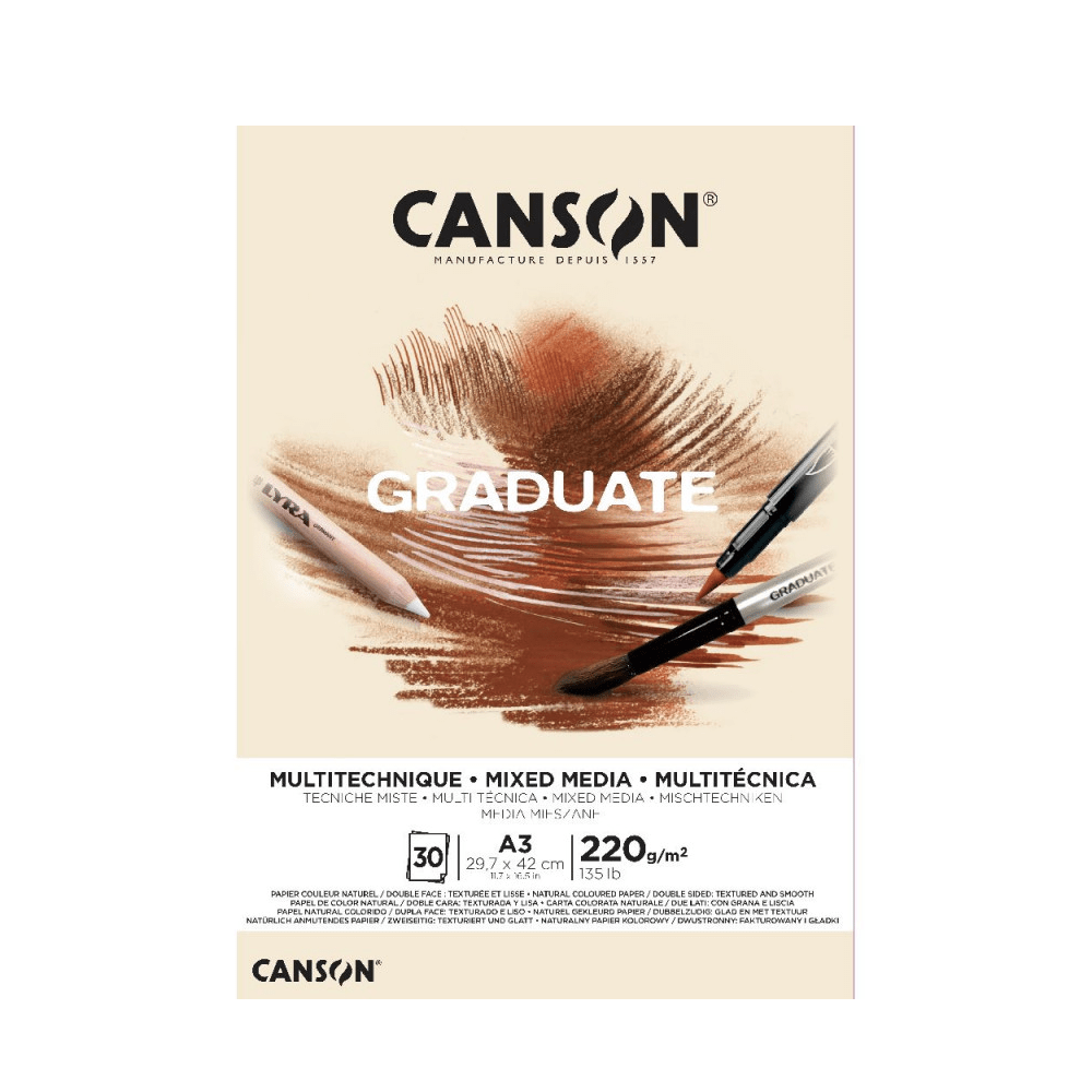 Alpha 55 Bloc dessin canson graduate mixed media 30 feuilles A3 nature