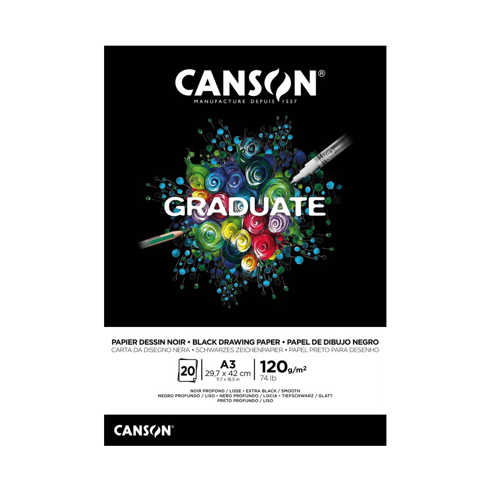 Alpha 55 Bloc dessin canson graduate papier 20 feuilles A3