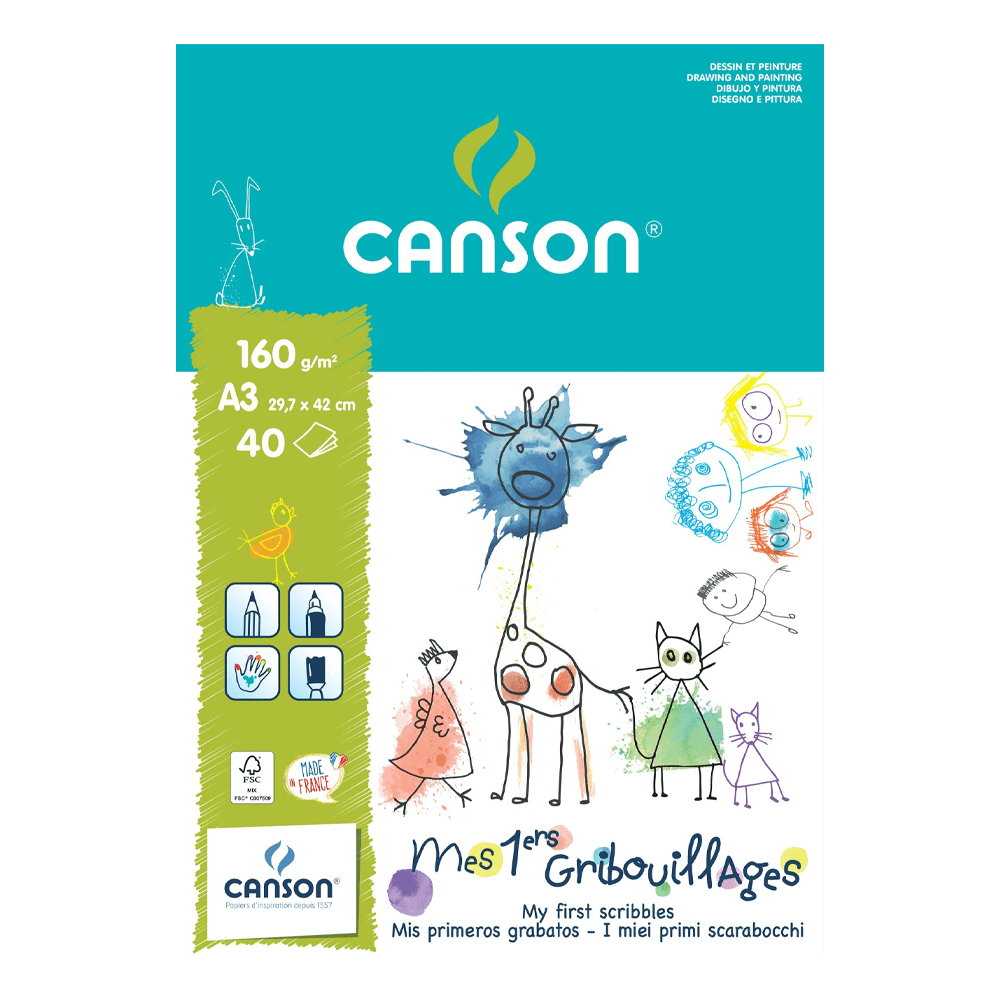 Alpha 55 Bloc dessin canson kids Gribouillage 40 feuilles A3