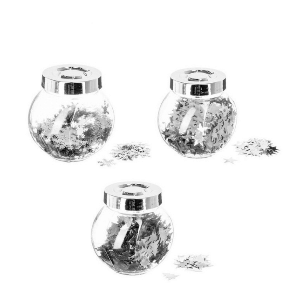 Alpha 55 Bocal Argenté Bocal confettis brillants argent – Décoration festive chic